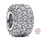 Charm Sterling Silber 925 Sparkle Charm mit klarem Zirkonia, Pfau Perle auf Armband Symbol