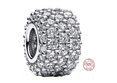 Charm Sterling Silber 925 Sparkle Charm mit klarem Zirkonia, Pfau Perle auf Armband Symbol