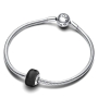 Charme Sterling Silber 925 Schwarz Murano Glasperle auf Armband Symbol