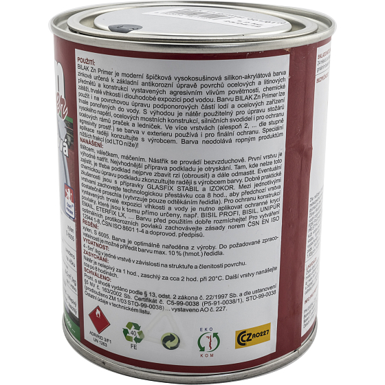 Bilak Zn Primer Grundierungsfarbe für Stahlkonstruktionen unter Wasser, grau, 1,2 kg