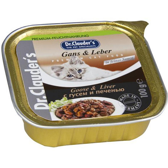 DR. Clauders Gans mit Lebersauce mit Fleischstücken komplettes Katzenfutter 100 g