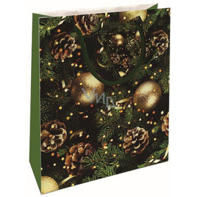 Nekupto Geschenkpapiertüte 23 x 18 x 10 cm Weihnachtsflaschen grün