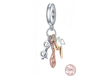 Sterling Silber 925 Harry Potter - Brille, Nimbus 2000 und Blitz, 3in1-Anhänger-Armband