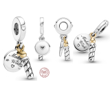 Charm Sterling Silber 925 Geburtstag Kerze, 2in1 Geburtstag Armband Anhänger