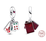 Charme Sterling Silber 925 Drei Fliesen Mahjong 3in1, Anhänger am Armband Symbol