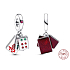 Charme Sterling Silber 925 Drei Fliesen Mahjong 3in1, Anhänger am Armband Symbol