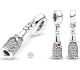 Charme Sterling Silber 925 Flasche Champagner - Zeit der Feier, Jahrestag Armband Anhänger