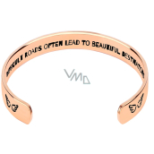 Edelstahlarmband vergoldet mit Gravur Schwere Wege..., offene Manschette, 2,5 mm