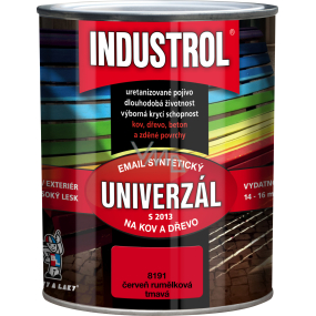 Industrol S2013 universell glänzende Deckfarbe für Metall und Holz, 8191 dunkelrot Karmin, 600 ml