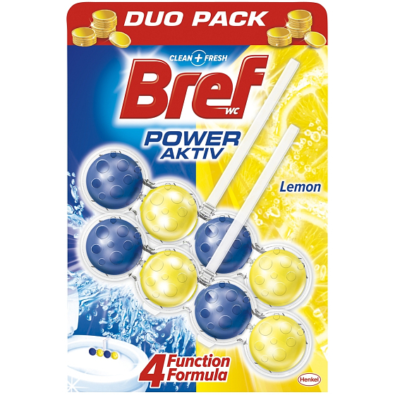 Bref Power Aktiv 4 Formula Lemon WC-Block 2 x 51 g, Duopack