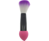 Kosmetikbürste mit Schaumschwamm doppelseitig weiß-lila Haar 11,5 cm 30450