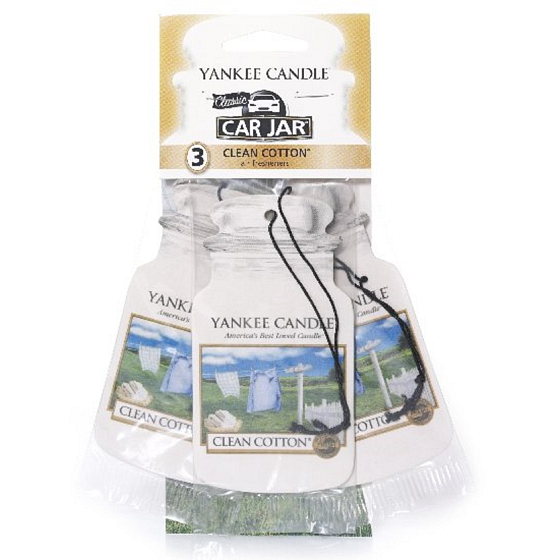 Yankee Candle Clean Cotton - Saubere Baumwolle Classic Autoanhänger Papierset 3 Stück x 12 g