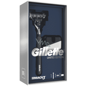 Gillette Mach3 Rasierer mit schwarzem Griff + Rasierständer, Kosmetikset, für Herren Gillette Mach3 Rasierer mit schwarzem Griff + Rasierständer, Kosmetikset, für Herren