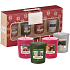 Yankee Candle Candlelit Cabin - Cottage von einer Kerze beleuchtet + Nach dem Rodeln - Nach dem Rodeln + Evergreen Mist - Waldnebel + Granatapfel Gin Fizz - Gome Fizz aus Granatapfel Votivkerze 4 x 49 g, Weihnachtsgeschenkset