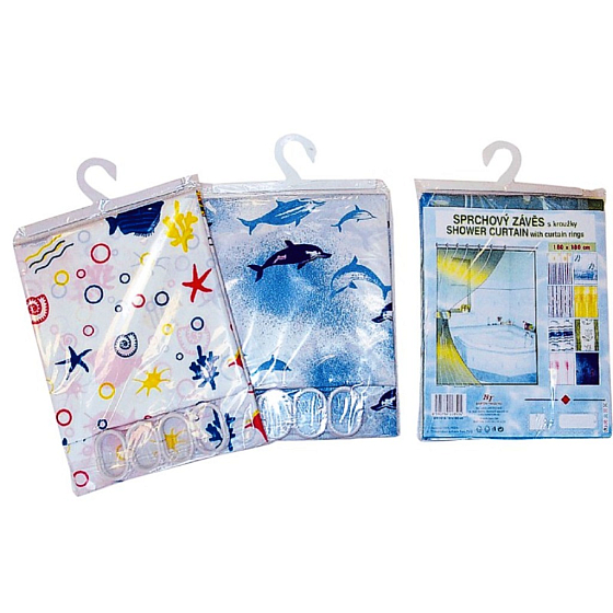 Clanax Duschvorhang mit Ringen 180 x 180 cm verschiedene Motive 1 Stück