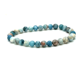 Larimar-Armband elastischer Naturstein, Kugel 6 mm / 16 - 17 cm, Stein des mythischen Atlantis