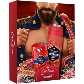 Old Spice Captain 2in1 Duschgel und Shampoo 250 ml + Antitranspirant Deodorant Stick 50 ml, Kosmetikset für Männer