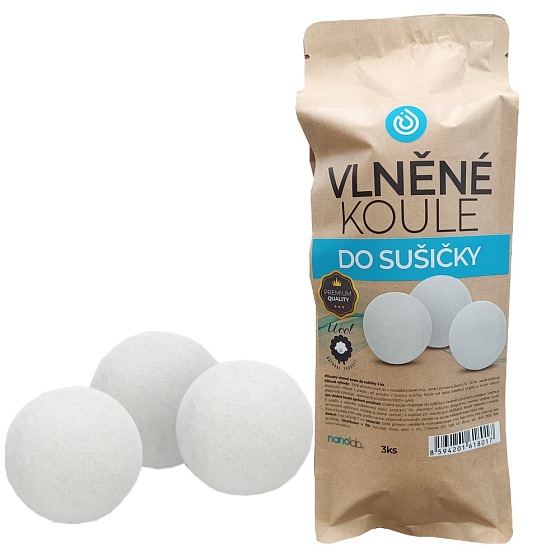 Nanolab Natürliche Wollkugeln für Trockner 3 Stück