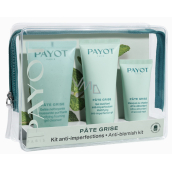Payot Pate Grise Nettoayante schäumendes Gel 50 ml + Gel Matifiant Anti-Imperfektionen täglich mattierendes Gel 30 ml + Charbon Masque absorbierende mattierende schwarze Maske 15 ml, Kosmetikset für Mischhaut bis fettige Haut
