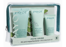 Payot Pate Grise Nettoayante schäumendes Gel 50 ml + Gel Matifiant Anti-Imperfektionen täglich mattierendes Gel 30 ml + Charbon Masque absorbierende mattierende schwarze Maske 15 ml, Kosmetikset für Mischhaut bis fettige Haut