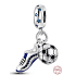 Charme Sterling Silber 925 Fußball Charme, Ball und Fußball-Stollen 2in1, Anhänger am Armband Sport