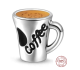 Sterling Silber 925 Kaffee-Liebhaber Tasse, Perle für Armband, Essen und Trinken