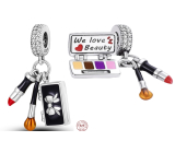 Charms Sterling Silber 925 Chic style - Lippenstift, Malerei, Pinsel 3in1, Armband Anhänger Interessen