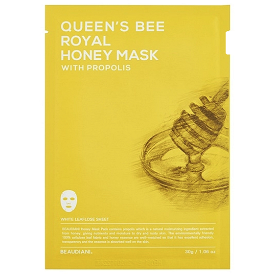 Beaudiani Gelee Royal pflegende Textil-Honig-Gesichtsmaske mit Propolis und Eukalyptusblattextrakt 30 g