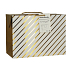 Geschenk Papiertüte Box 23 x 16 x 11 cm abschließbar, mit goldenen Streifen