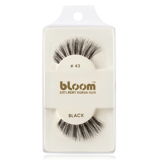 Bloom Natürliche klebrige Wimpern aus natürlichem Haar, schwarz gekräuselt Nr. 043