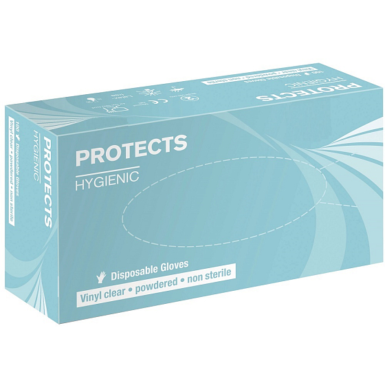 Sempermed Protects Hygienic Vinyl clear Einweghandschuhe, puderfrei, klar, Vinyl, Größe L, Karton mit 100 Stück