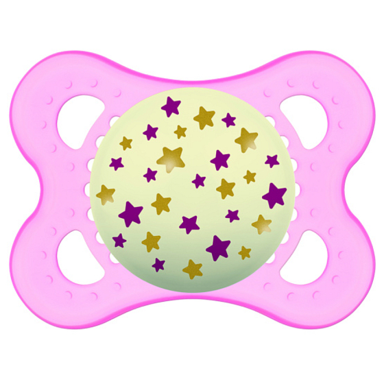 Mam Night Silikon Schnuller 0+ Monate Rosa mit Sternen