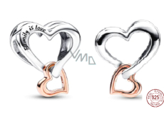 Charme Sterling Silber 925 Perforierte Herz mit Unendlichkeit 2in1, Perle auf Armband Familie