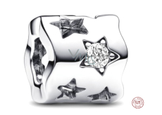 Charms Sterling Silber 925 Glitzernder Stern mit Aussparungen, Clipbead für Armband