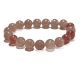 Rosenquarz / Erdbeerquarz Armband elastisch Naturstein, Kugel 10 mm / 16 - 17 cm, der vollkommenste Heiler