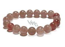 Rosenquarz / Erdbeerquarz Armband elastisch Naturstein, Kugel 10 mm / 16 - 17 cm, der vollkommenste Heiler