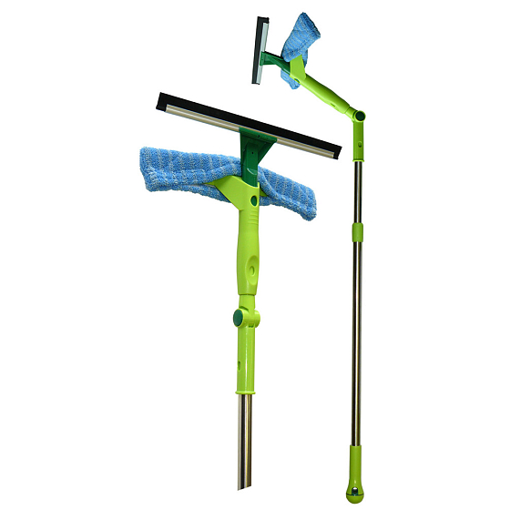 Spokar Green Line GL07 Scheibenwischer 33 cm kombiniert, hochsaugfähiger abnehmbarer Mikrofaser-Bezug, Gummiformteil, Edelstahl-Teleskopstange