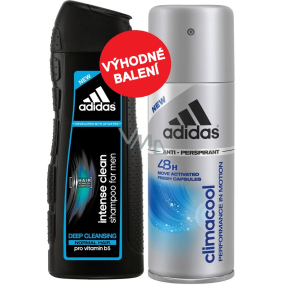 Adidas Climacool 48h Antitranspirant Deodorant Spray für Männer 150 ml + Adidas Intense Clean Shampoo für normales Haar 200 ml, Kosmetikset Adidas Climacool 48h Antitranspirant Deodorant Spray für Männer 150 ml + Adidas Intense Clean Shampoo für normales Haar 200 ml, Kosmetikset
