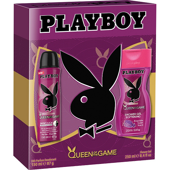 Playboy Queen of The Game Deodorant Spray für Frauen 150 ml + Duschgel 250 ml, Kosmetikset