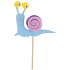 Filz Schnecke farbige blaue Nut 6 cm + Spieße
