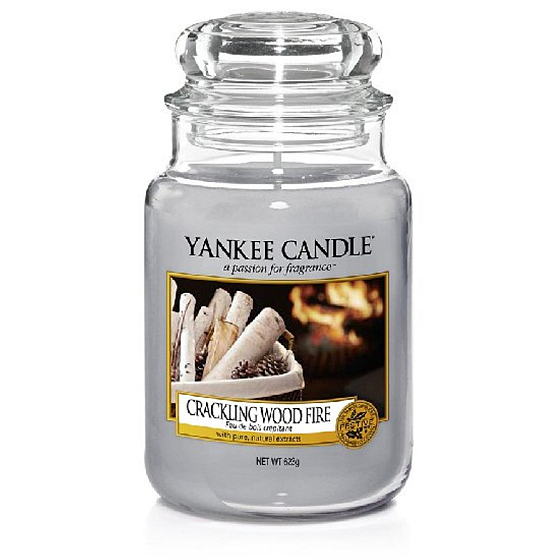Yankee Candle Crackling Wood Fire - Knisterndes Feuer im Kamin Duftkerze Klassisches großes Glas 623 g