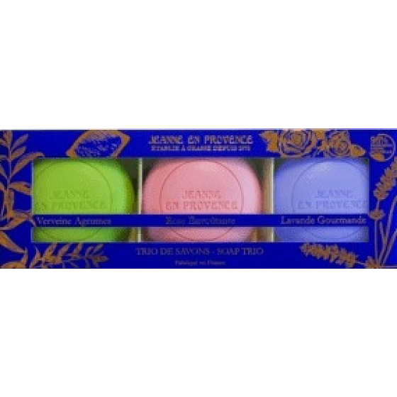 Jeanne en Provence Lavande Lavendel Feste Toilettenseife + Verbene und Zitrus Feste Toilettenseife + Fesselnde Rose Feste Toilettenseife 3 x 100 g, Kosmetikset