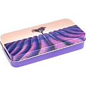 Esprit Provence Lavendel Toilettenseife 60 g + Duftbeutel + Handcreme 30 ml + Blechdose mit Bild eines Baumes in einem Lavendelfeld, Kosmetikset für Damen