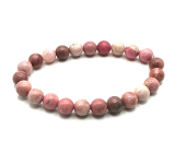 Rhodonit Armband elastisch Naturstein, Perle 8 mm / 16-17 cm, AA Qualität, Verzeihung Stein