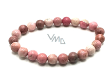 Rhodonit Armband elastisch Naturstein, Perle 8 mm / 16-17 cm, AA Qualität, Verzeihung Stein