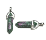 Anyolith / Rubin in Zoisit Pendel Sechseck Anhänger Naturstein 41 x 13 mm, entlastet in Zeiten der Traurigkeit
