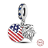 Sterling Silber 925 USA Flagge + Adler, 2in1 Reisearmband Anhänger
