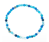 Achat blau gebändert Armband elastisch Naturstein, Kugel 4 mm / 19 cm