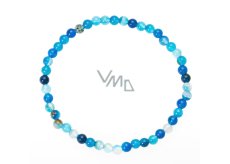 Achat blau gebändert Armband elastisch Naturstein, Kugel 4 mm / 19 cm