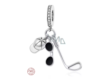 Charm Sterlingové stříbro 925 Golfová vášeň 3v1 - hůl, brýle, čepice, přívěsek na náramek sport